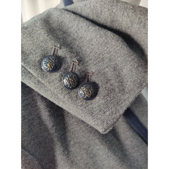 Gap the academy blazer dark heather gray navy trim crest button pink details - Picture 8 of 11